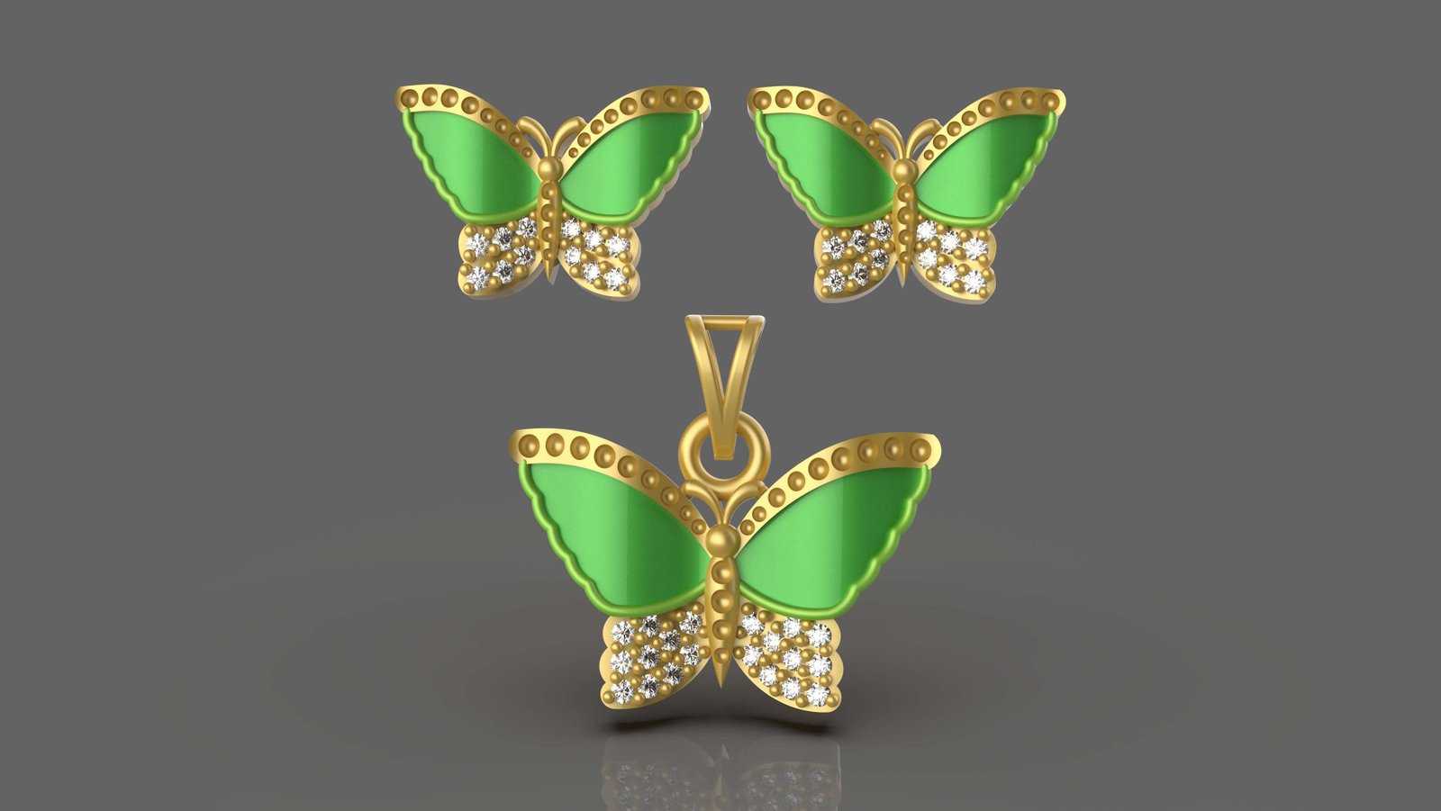 Diamond Butterfly Pendant - 0033