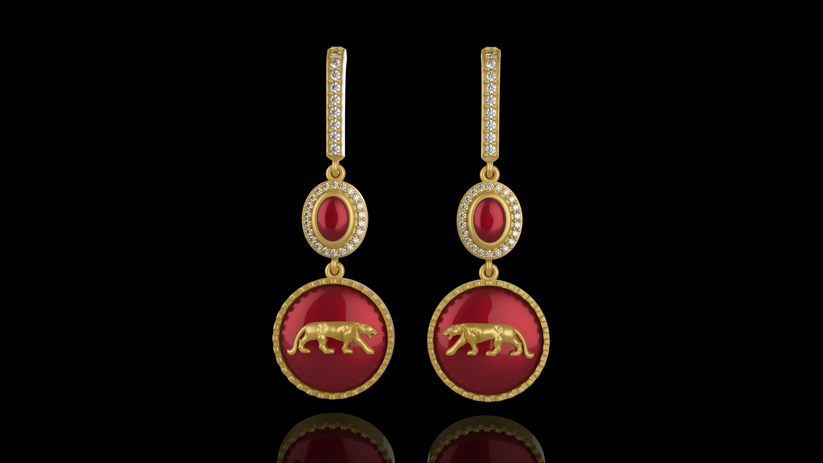 Diamond Tiger Earring - 04