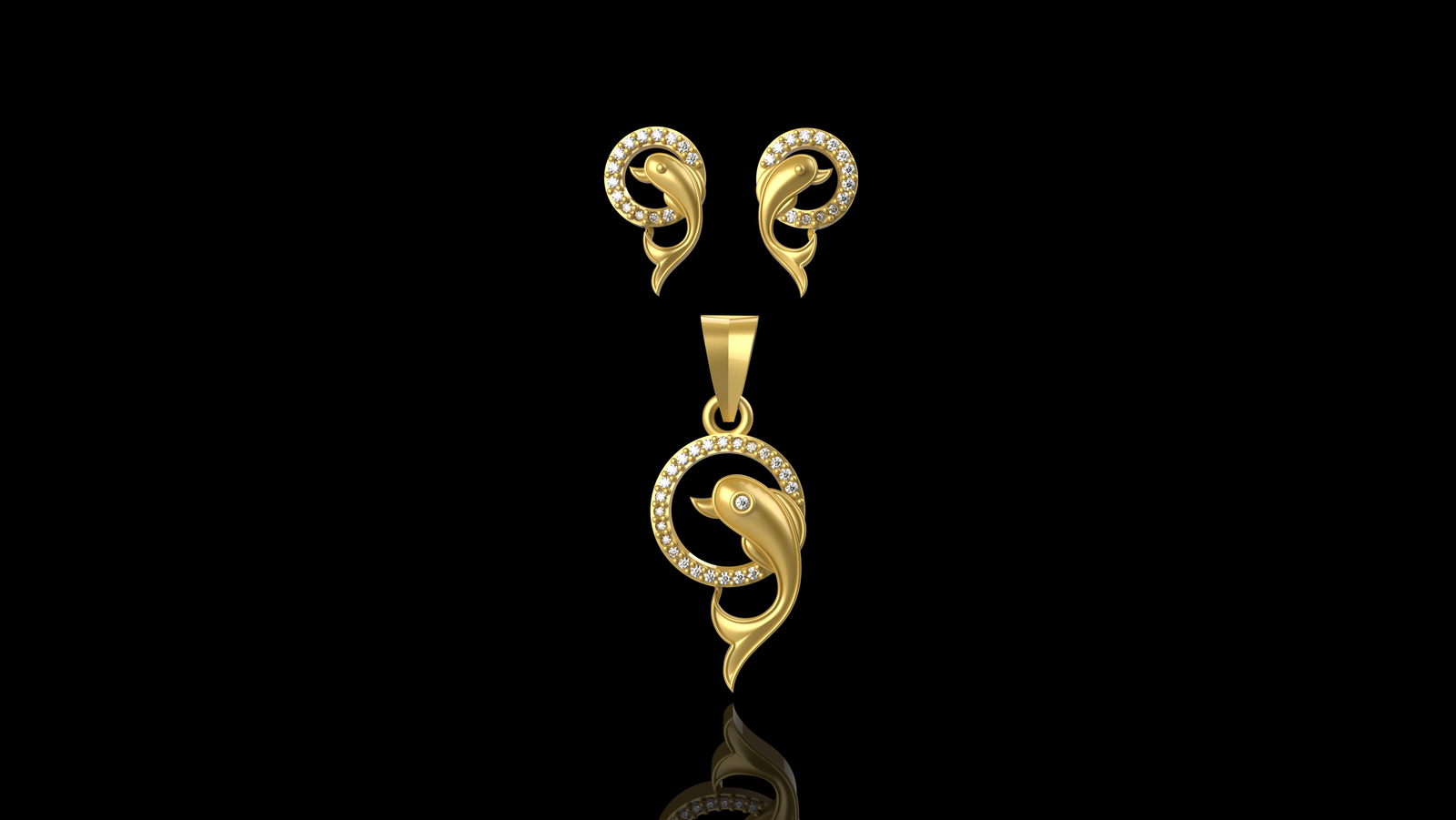 Fancy Dolphin Pendant Set - 10