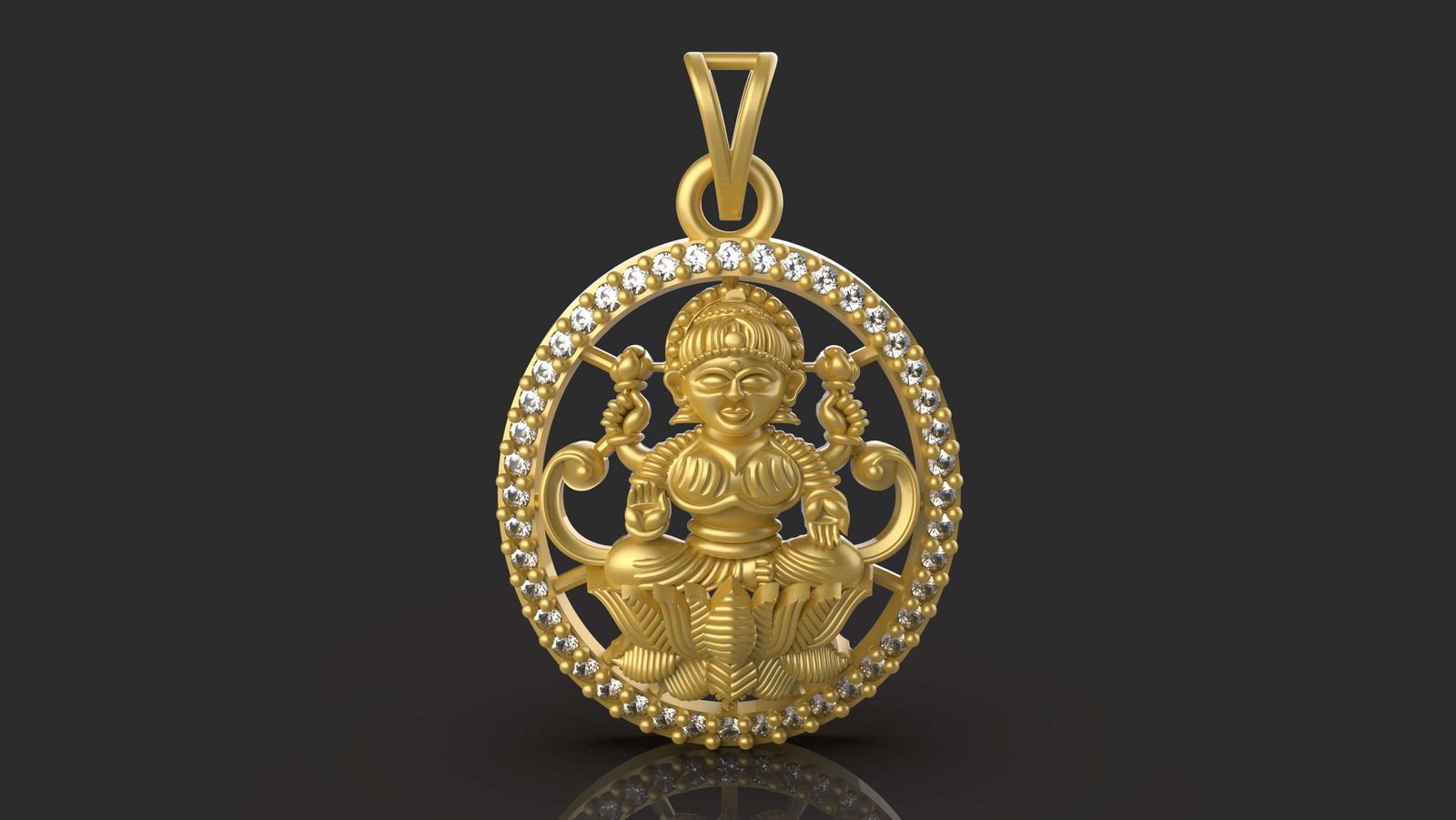 Round Laxmi Pendant Set - 0055